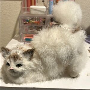 Realistic Fluffy White Cat Figurine